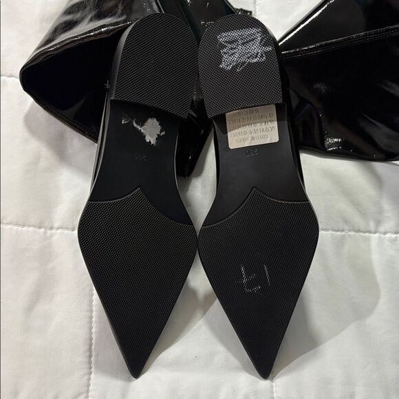 Custom Shoes black patent over the knee point toe boot - Picture 3 of 5